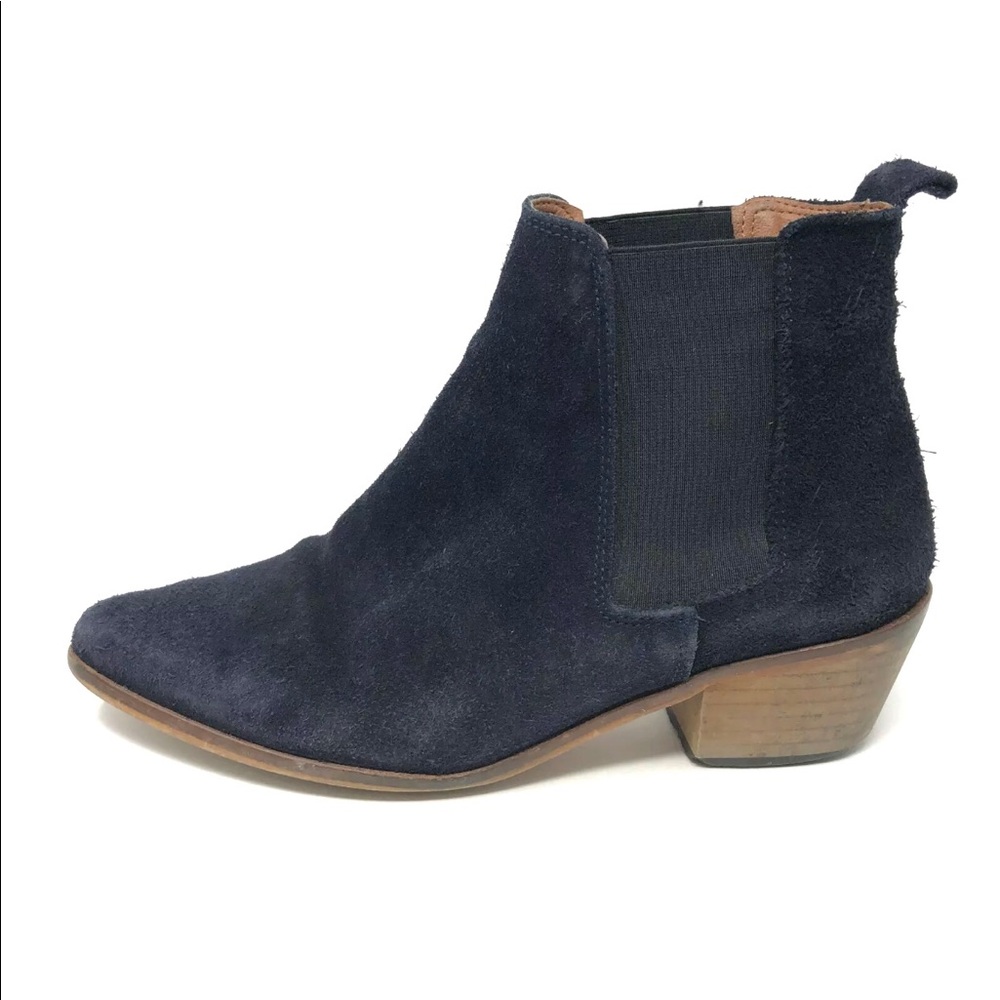 Dune London Blue Suede Ankle Boots Low Heel Size 9